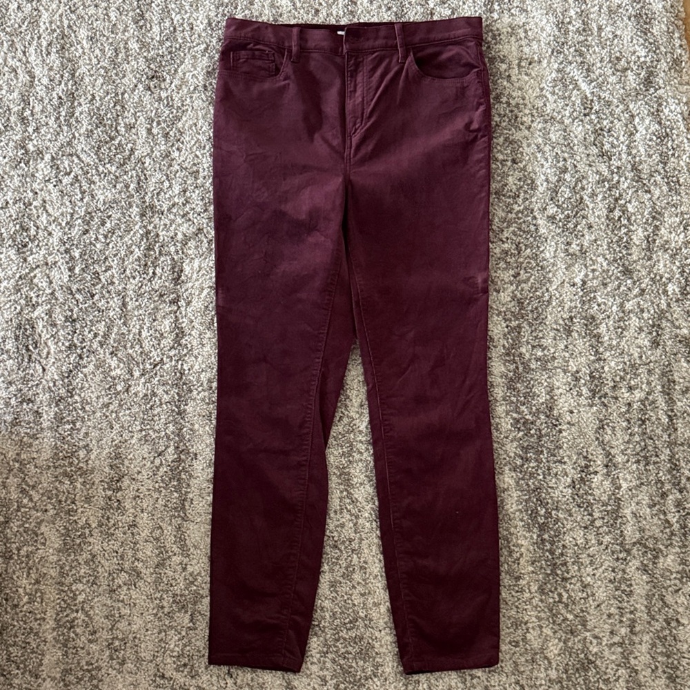 LOFT Women’s High Waist Skinny Corduroy Burgundy Purple Pants Sz 30/10 EUC
